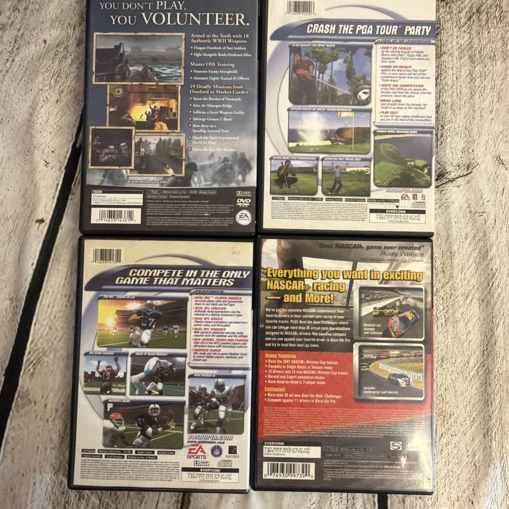Lot of 4 Playstation 2 Games ~Nascar, Medal of Honor, Tiger Woods, Madden
